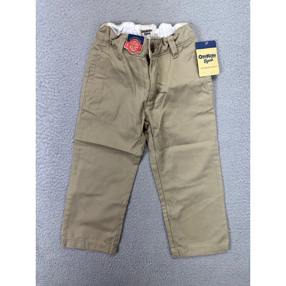 OshKosh Bgosh Pants Boys 4R Tan Adjustable Waist Khakis Straight Leg Toddler NEW